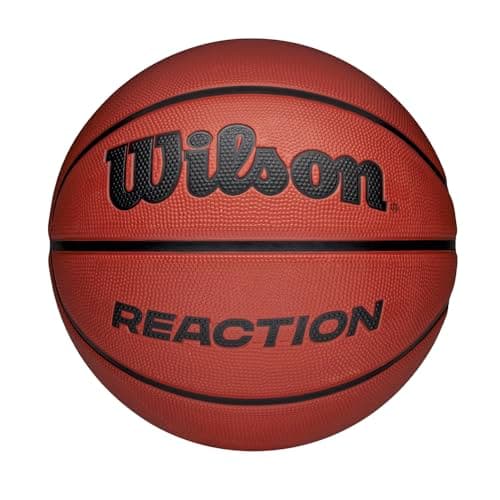Image of Wilson Reaction Basketball, Made From Durable Rubber For All-Surface Performance, Experience Enhanced Grip & Control, Colour: Brown, Size: 5