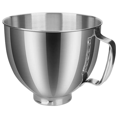 Image of Stainless Steel Mixer Bowl for KitchenAid 4.5-5 Quart Tilt-Head Stand Mixers Artisan & Classic Series by MMOBIEL – 5 QT Stainless Steel Bowl with Handle – Mixing Replacement - Dishwasher Safe