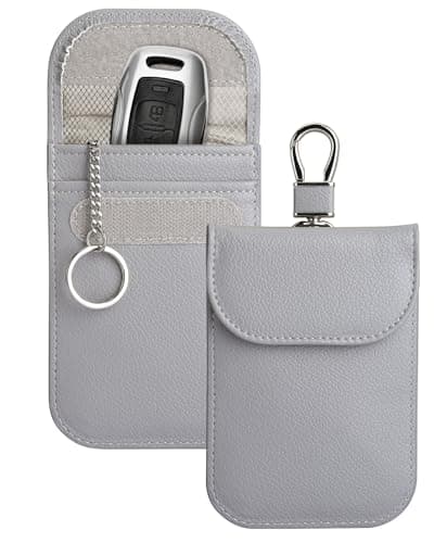 Image of Teskyer 2 Pack Faraday Pouch for Car Keys, Keyless Car Key Signal Blocker Pouch, Rfid Key Pouch, Light Grey