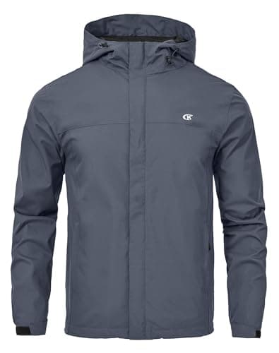 Image of Huayuzh Men's Softshell Jackets Mens Waterproof Jacket Outdoor Lightweight Breathable Windbreaker Hiking Camping Coat Medium Gray L