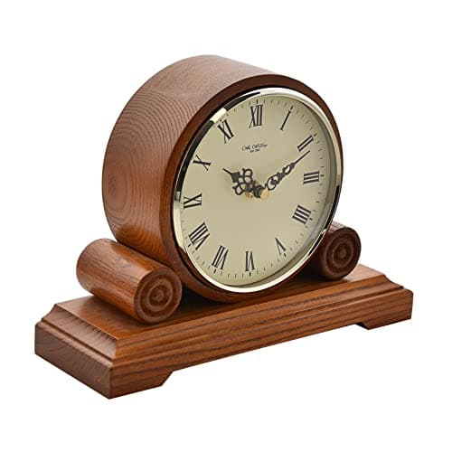 Image of Traditional light Wooden Quartz Mantel Desk Clock Brown