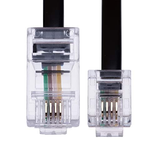 Image of 3m RJ11 to RJ45 Cable Ethernet Modem Data Telephone ASDL Patch Lead Broadband High Speed BT Internet Plug 6P4C to 8P8C Flat Network Extension Cord Compatible with Modem, Router, Landline Wire (Black)