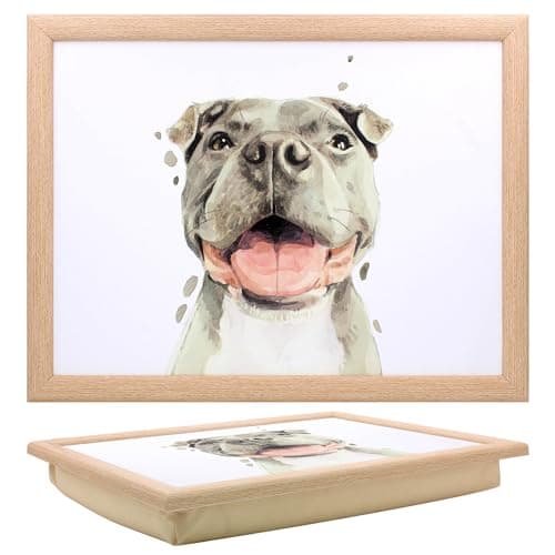 Image of Lesser & Pavey Staffie Laptray Robert James Hull Lap Tray For Food Serving & Breakfast | Comfortable Lap Trays With Bean Bag Cushion | Durable Lap Trays For Eating On Lap For Adults