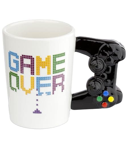 Image of Puckator Game Over Game Controller Ceramic Shaped Handle Tea Coffee Mug - Funny Home Accessories Cute Gifts for Girlfriend Large Mugs for Men Women Hot Drinks Cups Presents Secret Santa Gift Cup Set