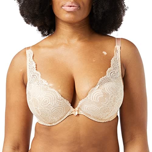 Image of Wonderbra Women Cleavage Triangle Bra Triangle Bra, Creamy Pearl , 38DD