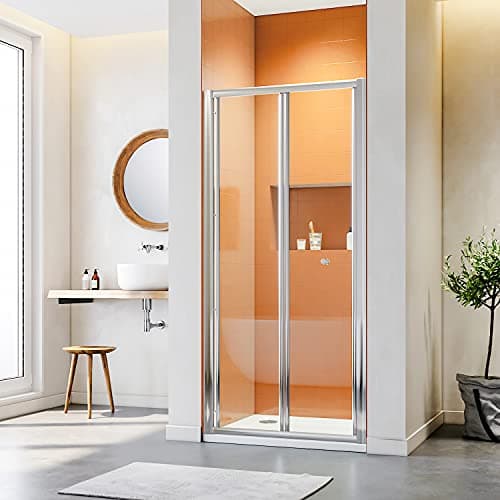 Image of ELEGANT 900mm Bi-fold Shower Door Enclosure Glass Reversible Folding Cubicle Door