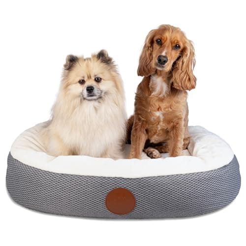 Image of Elite Paws® UK: Luxury Orthopaedic Style Dog Bed - Machine Washable Zip-Off Fleece Cover, Dual-Layer Foam Base with Plush Cushion Top, Bolstered Sides for Head, Neck & Joint Support (Cream, M)