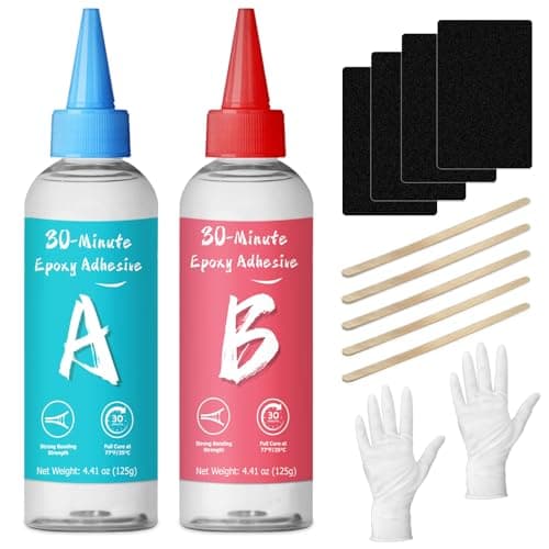 Image of LAMXIN 30 Minute Epoxy Glue for Repair, Clear Waterproof 2 Part Epoxi Adhesives for Ceramic, Tile, Metal & Plastic Fixing, Quick Cure Strong Bond, Heat-Resistant