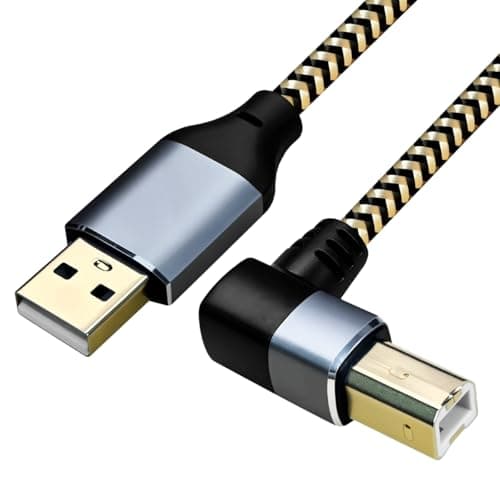 Image of Hanprmeee 0.5M USB 2.0 A Male to B Male Printer Scanner Cable with 480Mbps High Speed Printing, Right Angle, Compatible with Computer, Printer, Scanner, Server, Hard Disk, Copier, All-in-One Machine