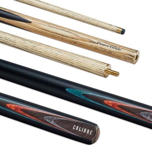 Image of POWERGLIDE 2-Piece Snooker Cue Stick | Calibre | Ash Wood Shaft and Butt with Decal Design | Brass Joint | Full Size 57" | 10 mm Tip