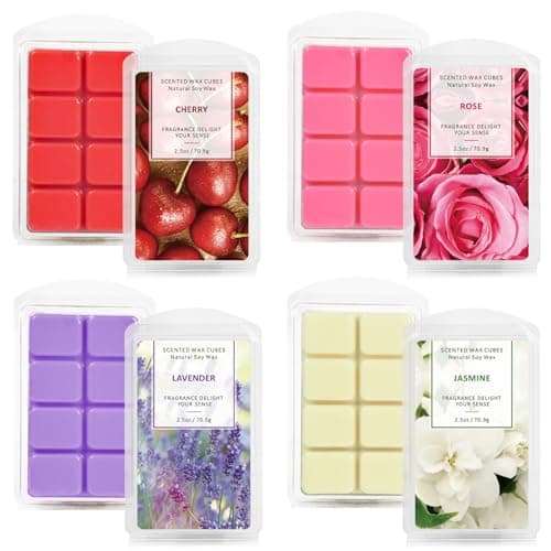 Image of DERDUFT Floral & Fruity Wax Melts Set of 4 - Lavender, Jasmine, Rose, Cherry - 70.9g Each, Long-Lasting Fragrance, Perfect for Relaxation & Home Fragrance
