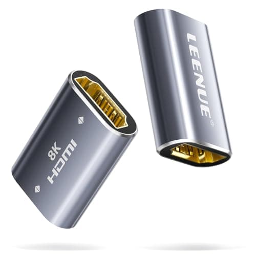Image of LEENUE HDMI Coupler 8K Female to Female Connector, HDMI 2.1 Aluminum Adapter, Supports 8K@60Hz/4K@120Hz for HDTV, Roku Stick, Monitor, Projector, Gaming Console, 2 Pack