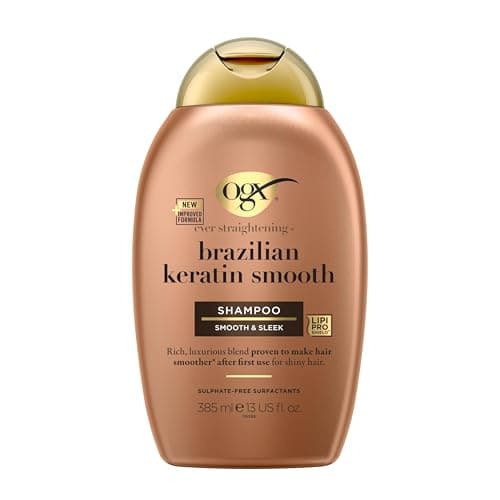 Image of OGX Ever Straightening with Brazilian Keratin Smooth Shampoo, Smooth & Sleek, Makes Hair Smoother After the First Use, for Shiny Hair, Sulfate Free, 385ml