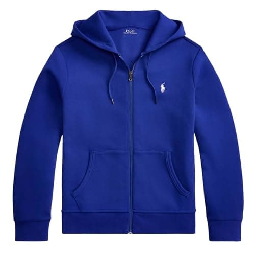 Image of POLO RALPH LAUREN Double Knit Full Zip Hoodie (UK, Alpha, L, Regular, Regular, Royal Blue)