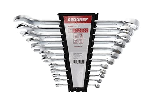 Image of GEDORE Red Combination Spanner Set, 12 Pieces, SW 10-32, Chrome Vanadium Steel, Silver