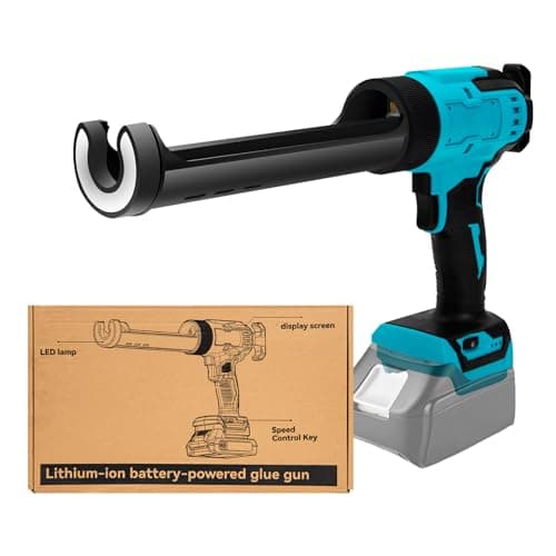 Image of ANTREATU Electric Caulking Gun for Makita 18V Battery, Battery Indicator & Digital Display Cordless Caulking Gun with LED Light & Anti-Drip - 6 Adjustable Speeds for 10oz/300mL Cartridges (Tool Only)