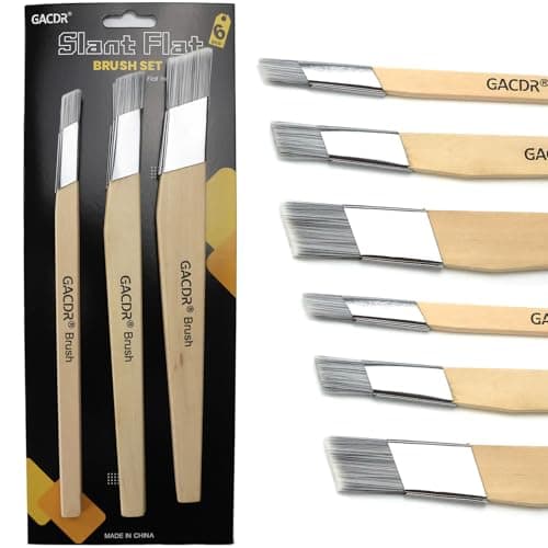 Image of GACDR Slant Lining Fitch Paint Brushes,Pack Of 6 Cutting In Paint Brush Angled for Fast Accurate Detail & Control Hobby & Craft 2 Each of 0.5", 0.75", and 1"