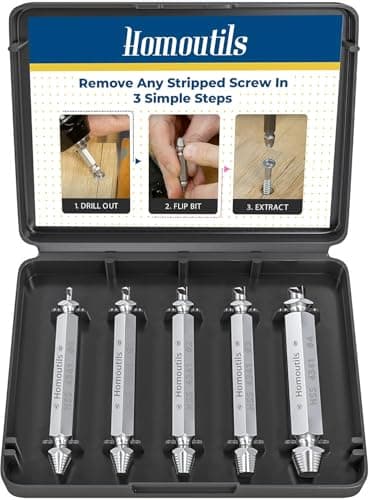 Image of Set of 5 Damaged Screw Extractor Set Remover for Stripped Head Screws Extractor Kit DIY Tools for Men Cool Gadgets for Men Screw Remover Extractor Bit Set (Style A)