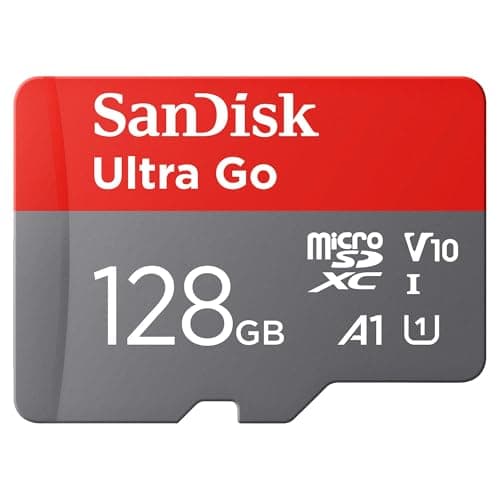 Image of SANDISK Ultra Go micro SDXC card 128GB + SD adapter (For Android Smartphones and Tablets, Memory card up to 150 MB/s, Full HD Video, V10, A1 Faster App Performance, UHS-I, Class 10, U1) For Amazon