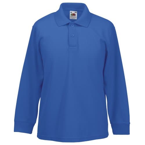 Image of Fruit of the Loom Childrens Long Sleeve 65/35 Pique Polo/Childrens Polo Shirts (3-4) (Royal)