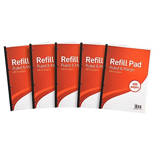 Image of SUMMIT A4 Lined Paper, Refill Pad, 8 mm Ruled and Margin, 400 Page, Pack of 5