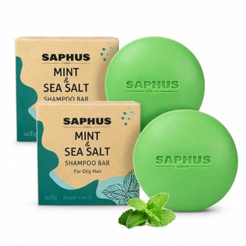 Image of SAPHUS 2 Pack Shampoo Bars for Oily Hair & Scalp Purifying - pH Balanced & Sulfate Free Solid Hair Soap for Hair Growth & Dandruff Control - Refreshing & Volumizing Duo