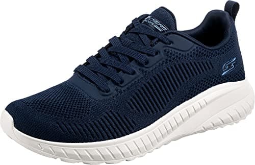 Image of Skechers Women's Bobs Squad Chaos Face Off Sneaker, Navy Engineered Knit, 5 UK
