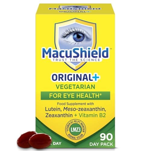Image of MacuShield Original+ Vegetarian – 90 Day Pack, Eye Health Supplement* with Lutein, Zeaxanthin and Meso-zeaxanthin + Vitamin B2 which Helps Maintain Normal Vision