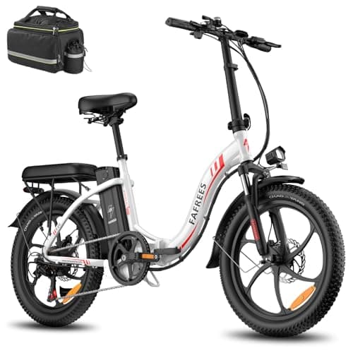 Image of Fafrees F20 Folding Electric Bike for Adults, 20" Compact Ebike with 3.0 Fat Tyres, 36V 16Ah Removable Battery, Pedal Assist EAPC for Urban & Leisure Riding (35L Pannier Bag, White)