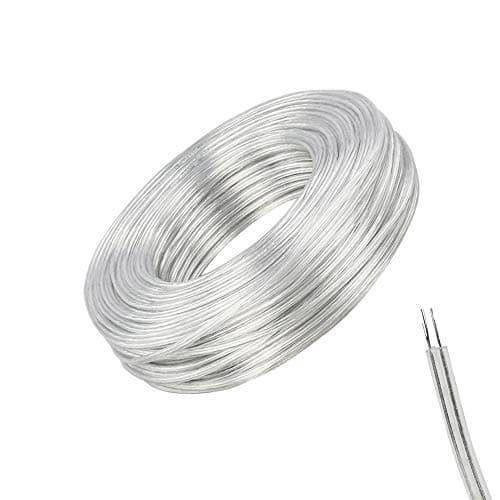Image of ZoZoMaiy 10 Meter 28AWG Electrical Wire, 2 Core Flat Transparent Wire PVC Mains Power Cable, Diameter 3MM, Thickness 1.4MM, Wear-Resistant, Oxidation Resistance for Installing Low-Power Appliances