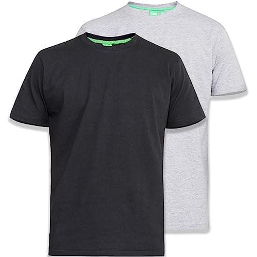 Image of DUKE D555 Mens King Size 2 Pack Cotton Crew Neck T-Shirt - Black/Grey - 4XL