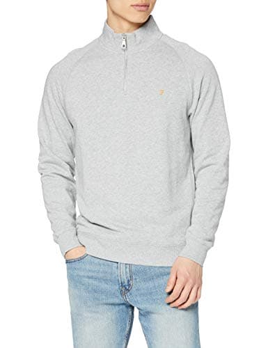 Image of Farah Men's Jim 1/4 Zip Sweatshirt, Grey, XXL UK