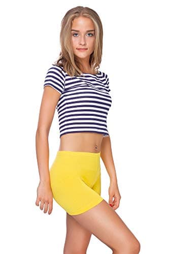 Image of FUTURO FASHION Super Soft Cotton Shorts Elastic Stretch Yoga Knickers, Breathable Short Leggings for Women, Yoga Cycling Sport Pants, Sizes UK 8-22 PSL5 Yellow