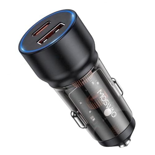 Image of MOSWAG 75W Dual Port Car Charger PD3.0 45W USB C & 30W USB A Fast Car Charger Adapter Cigarette Lighter Plug for iPhone 16/15 Series iPad Galaxy Google Pixel