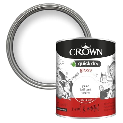 Image of CROWN Pure Brilliant White - Quick Dry Satin Paint - Wood & Metal - Non Yellowing - White Paint - 750ml