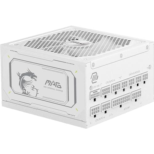 Image of MSI MAG A1000GL PCIE5 WHITE Power Supply Unit, 1000W, 80 PLUS Gold, ATX 3.1, PCIe 5.1 GPU Support, ATX PSU, White Flat Cable