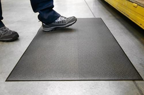 Image of Premium Rubber Anti-Fatigue Mat Industrial & Commercial Cushioned Comfort Mats for Standing Workstations, Kitchens & Packing Stations – Insulated & Fire-Safety Certified (Black, 90x60cm)
