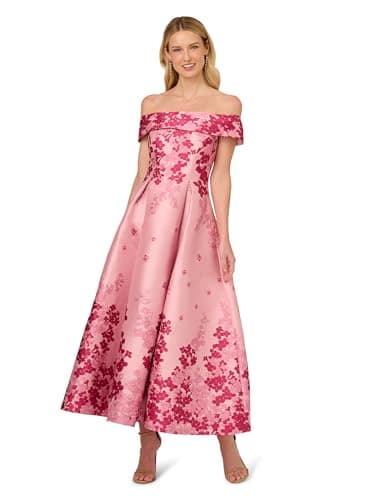 Image of Adrianna Papell, Off-Shoulder Dress, Pink Multi, 6