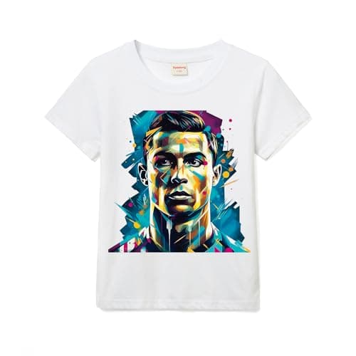 Image of Unisex Kids No.7 Inspired Football Siuu Support Tee Shirt 100% Cotton T-Shirts Boy Girl Top (White,7-8 Years,7 Years,8 Years)