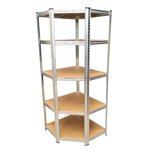 Image of TAHA®Heavy Duty Corner Steel Shelving Garage Racking Unit 150kg per shelf (5 Levels 1800mm H x 900mm W x 400mm D)