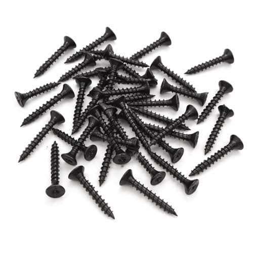 Image of 50 Pcs Black Wood Screws, 3.5mm x 25mm, Double Countersunk Phillips Head Multi-Purpose Screws for Wood Drywall Plasterboard Organic Materials