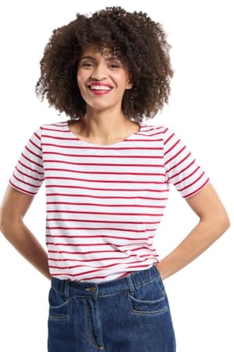 Image of Armor Lux Women's Marinière hoëdic Héritage Femme T-Shirt Not Applicable, Multicolour (320 Blanc/Braise 320), 18 (Manufacturer Size: 5)