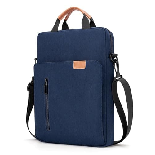 Image of jooeer 13 Inch Laptop Sleeve Case Waterproof Polyester Shoulder Bag Compatible with 13" MacBook Air Pro M3 M2 M1, Surface Pro, Navy Blue