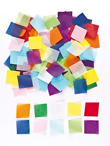 Image of Baker Ross EV2752 Mini Rainbow Tissue Paper Squares (Pack of 4000) Assorted Tissue For Arts & Crafts Fun