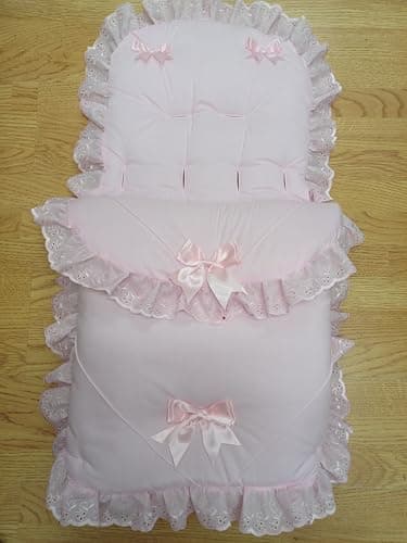 Image of Footmuff Cosytoes Universal fit pram Set Buggy Liner Pushchair Stroller with Bows Colour Pink