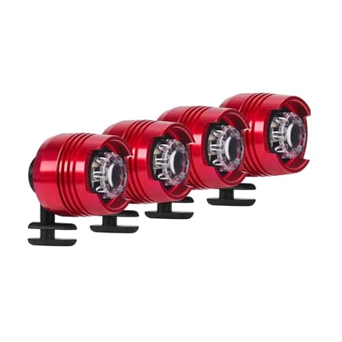 Image of Vagocom 4Pcs Headlights for Croc Shoes, LED Torch Light Charms Accessories for Adults and Kids, 3 Modes Small Flashlight Headlamp Attachment for Hiking,Camping,Dog Walking(Red)
