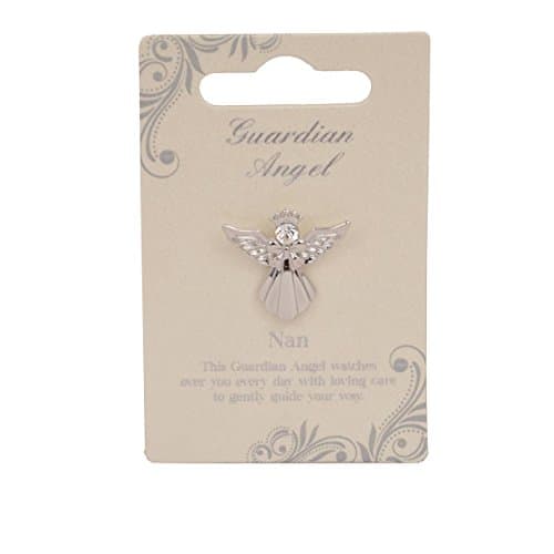 Image of Nan Guardian Angel Silver Coloured Angel Pin With Gem Stone Sentimental Gift Idea