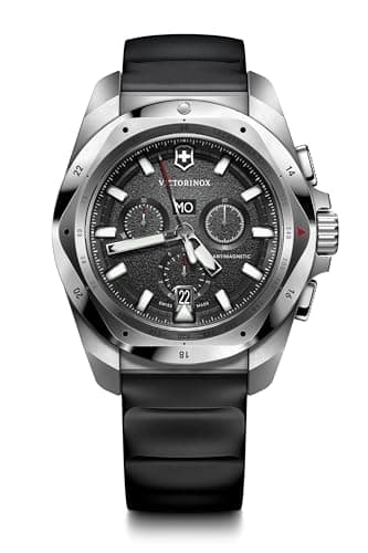 Image of Victorinox Men’s Watch I.N.O.X. Chrono Ø 43 mm, Swiss Made, Analogue Quartz, Water-Resistant up to 200 m, Rubber Strap, Black