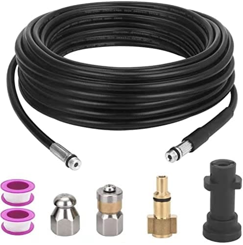 Image of YUET 10M Pressure Washer Drain Pipe Cleaning Hose Cleaner Kit Wth Adapter, Flexible Tube Unblocker Sewer Jetter, Jet Nozzle Rotating for Karcher High Washers Replacement, Kärcher K2-K7 Series & LAVOR