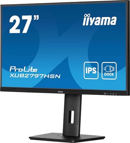 Image of iiyama XUB2797HSN-B2 27 inch IPS USB-C Dock Display 65W Charging, 4ms, Full HD 1920x1080, RJ45/HDMI/DP, 1 x DP-OUT(MST), 4 x USB Hub, Height Adjustable Stand, TUV-GS, 5 Yr Warranty